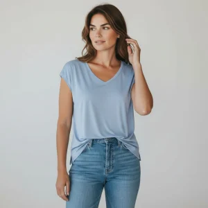 blauwe t-shirt