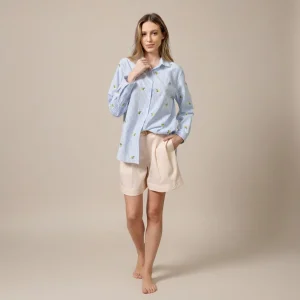 blauwe blouse