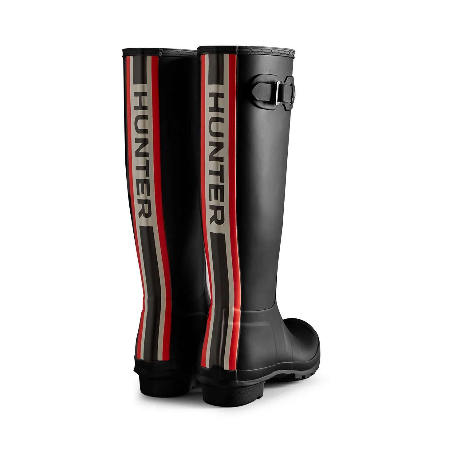 Women's Tri-Colour Logo Backstrap Tall Wellington Boots Black - Afbeelding 4